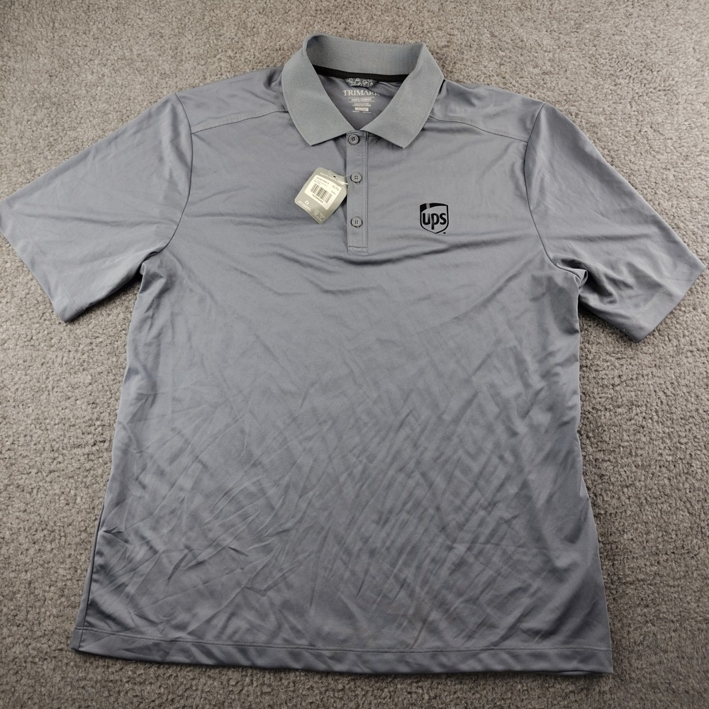 UPS Employee Uniform Polo Shirt Mens XL Grey Logo Short Sleeve Performance NWT